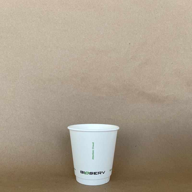 10oz. White Bioserv Double Wall AG Hot Cup BPI